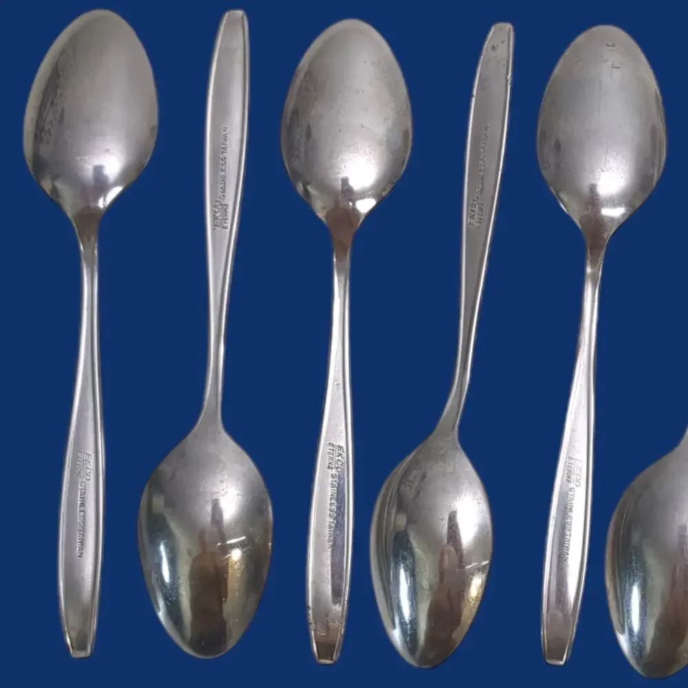 9pc Ekco Eterna ROSE COTILLION Flatware Stainless Teaspoon Spoon